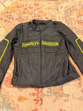 Harley-Davidson Black Jacket with Yellow Trim and Logo